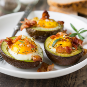 bacon wrapped avocado egg healthy meal idea