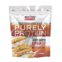 Medievil Nutrition Purely Protein package with cookies and cream flavor on a white background