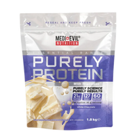 Medievil Nutrition Purely Protein package with white chocolate flavor on a white background