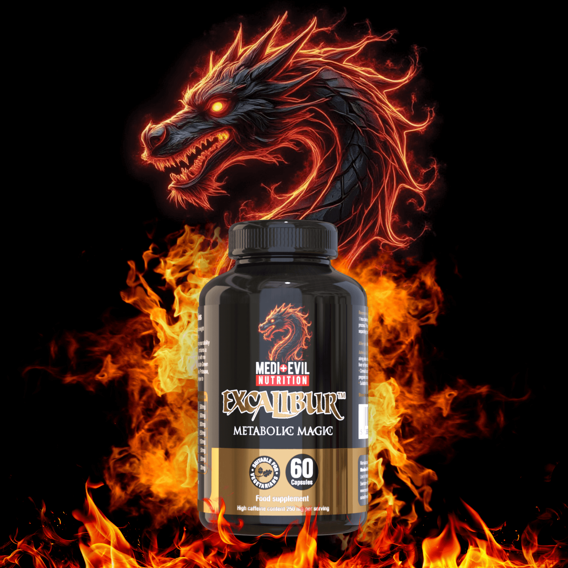 Medi-Evil Excalibur Thermogenic Fat Burner - 60 Capsules, With Green Tea, Caffeine & L-Carnitine For Medi-Evil Excalibur Thermogenic Fat Burner - 60 Capsules, With Green Tea, Caffeine & L-Carnitine For